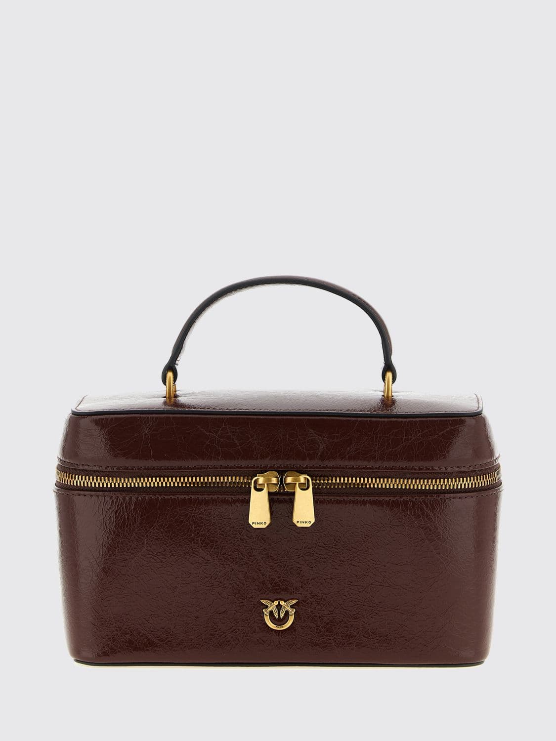 Pinko Vanity Mini Calfskin Leather Case with Logo and Removable Strap · OS