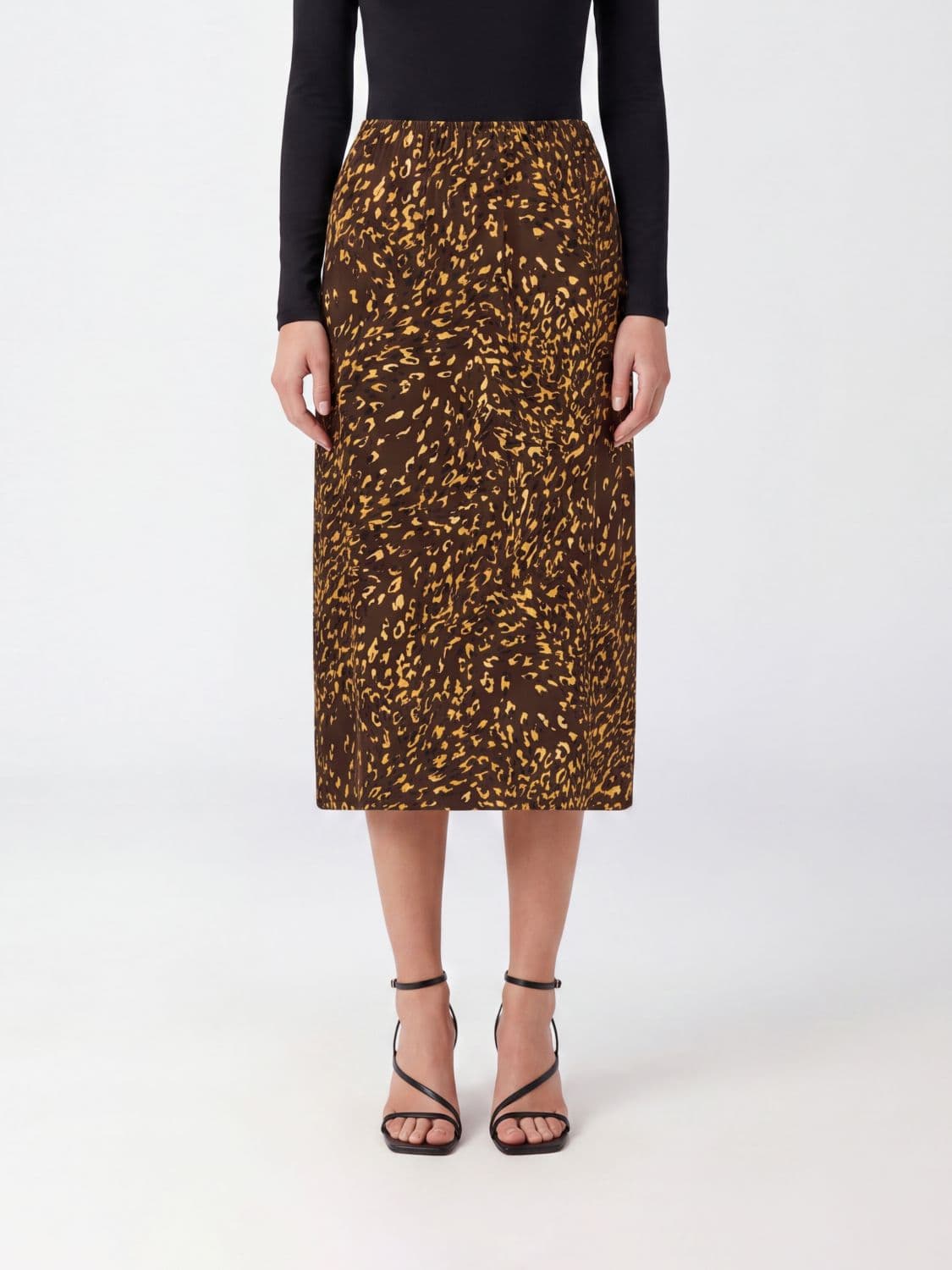 Twinset Animalier Print Pencil Midi Skirt with Side Slit