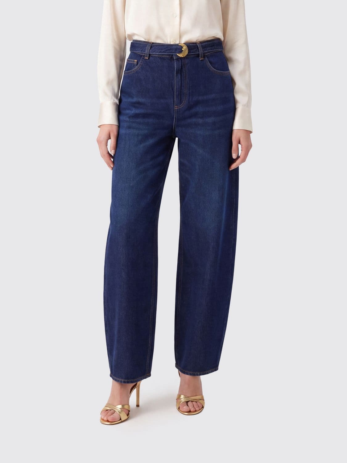Twinset High-Waisted Baggy Jeans in Blue Cotton Denim