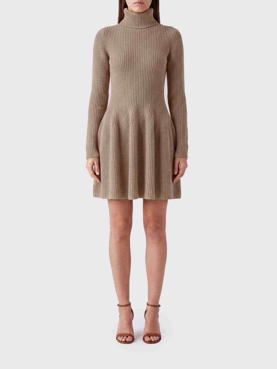 Magda Butrym Ribbed 100% Cashmere Polo Neck Mini Dress
