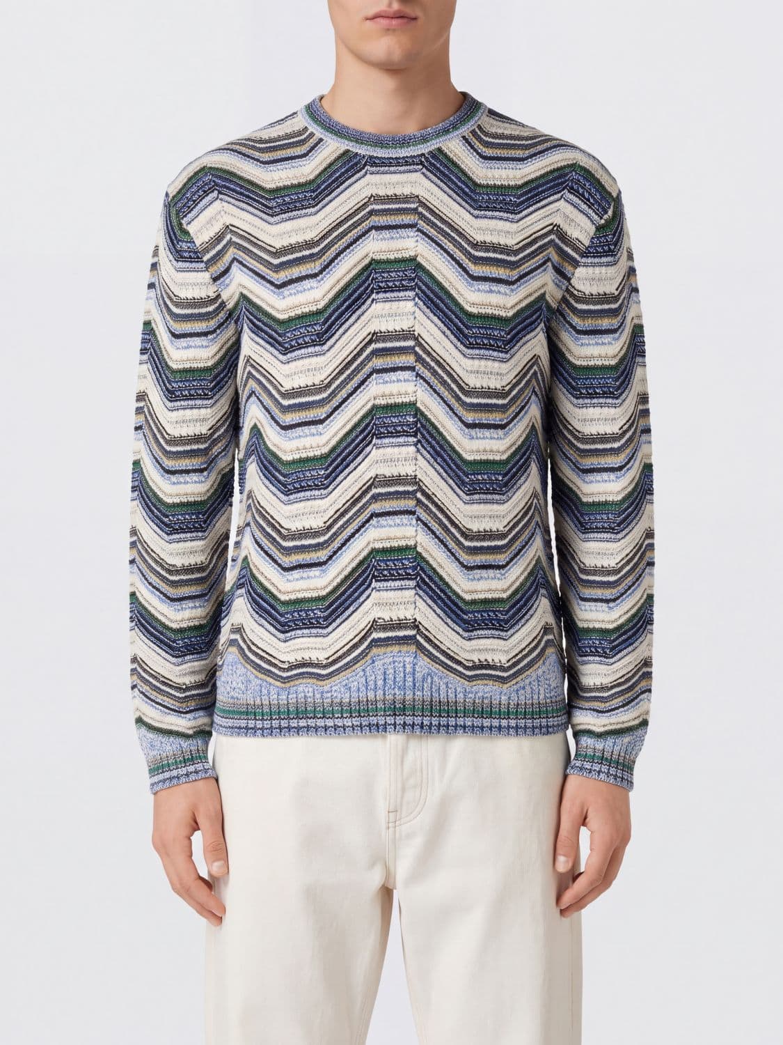 Missoni Multicolour Zig-Zag Wool Blend Slim Fit Crewneck Jumper