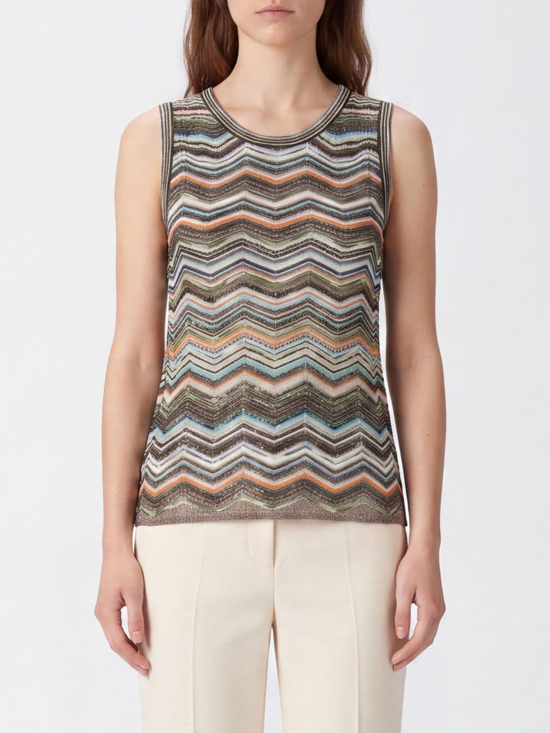 Missoni Off-The-Shoulder Zigzag Knit Viscose Blend Top