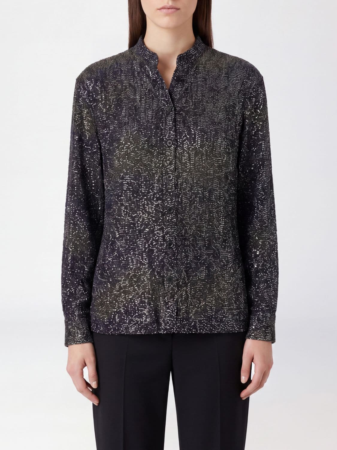 Missoni Shirt with Mandarin Collar Fully Embroidered with Sequins