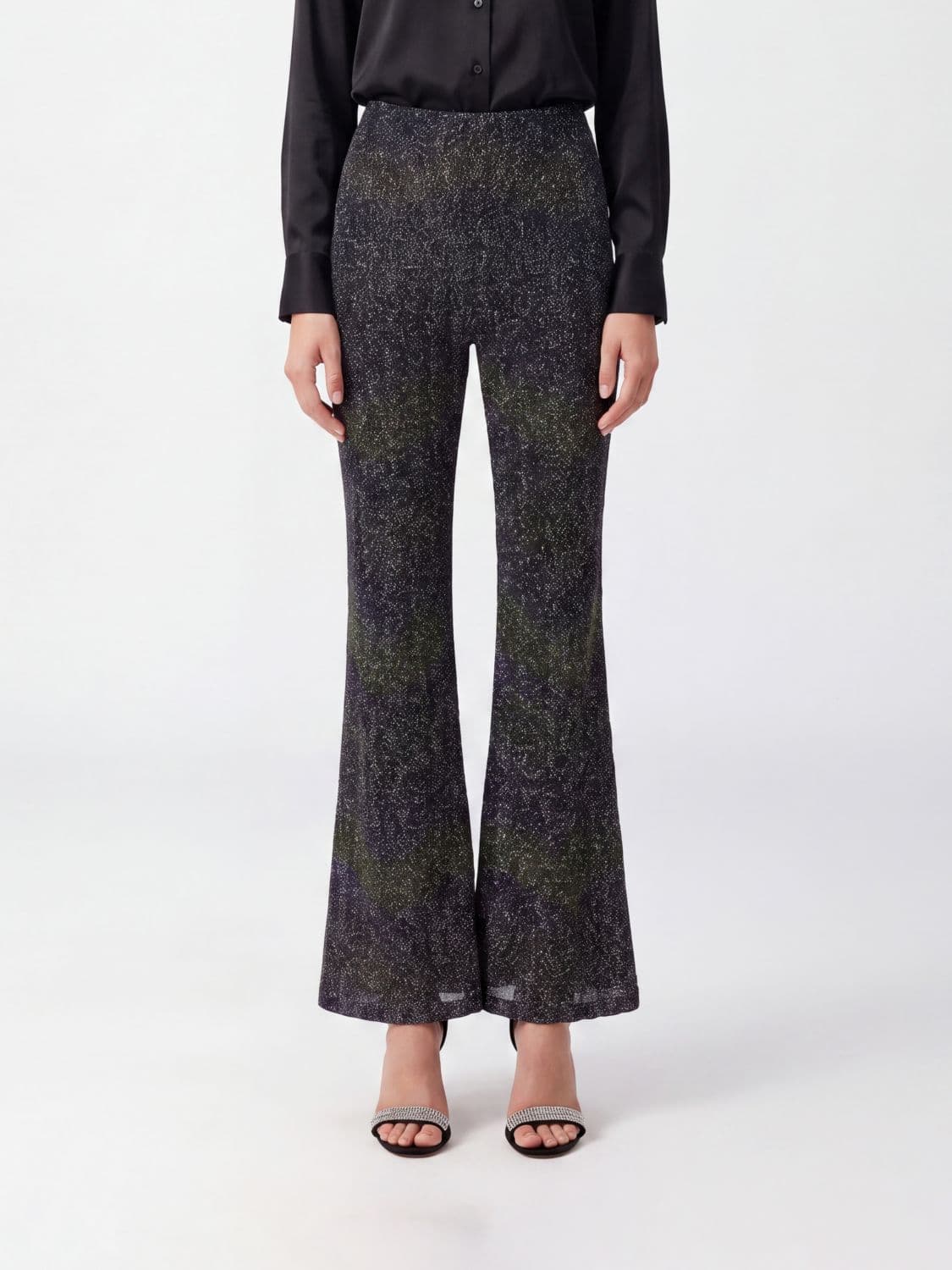 Missoni High-Waisted Flared Trousers in Patterned Lurex Jersey