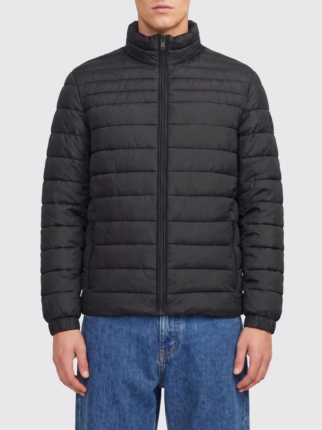 Boss Quilted Recycled Technical Fabric Short Puffer Jacket with High Neck