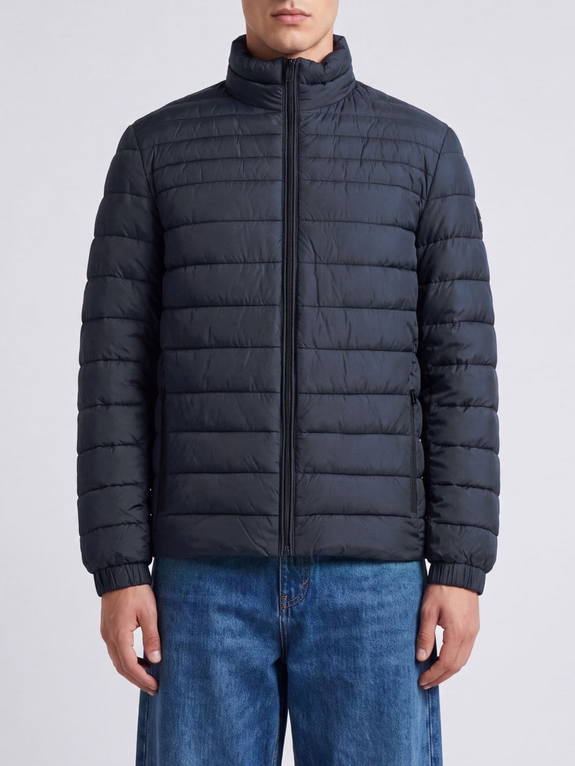 Boss Quilted Recycled Technical Fabric Short Puffer Jacket with High Neck