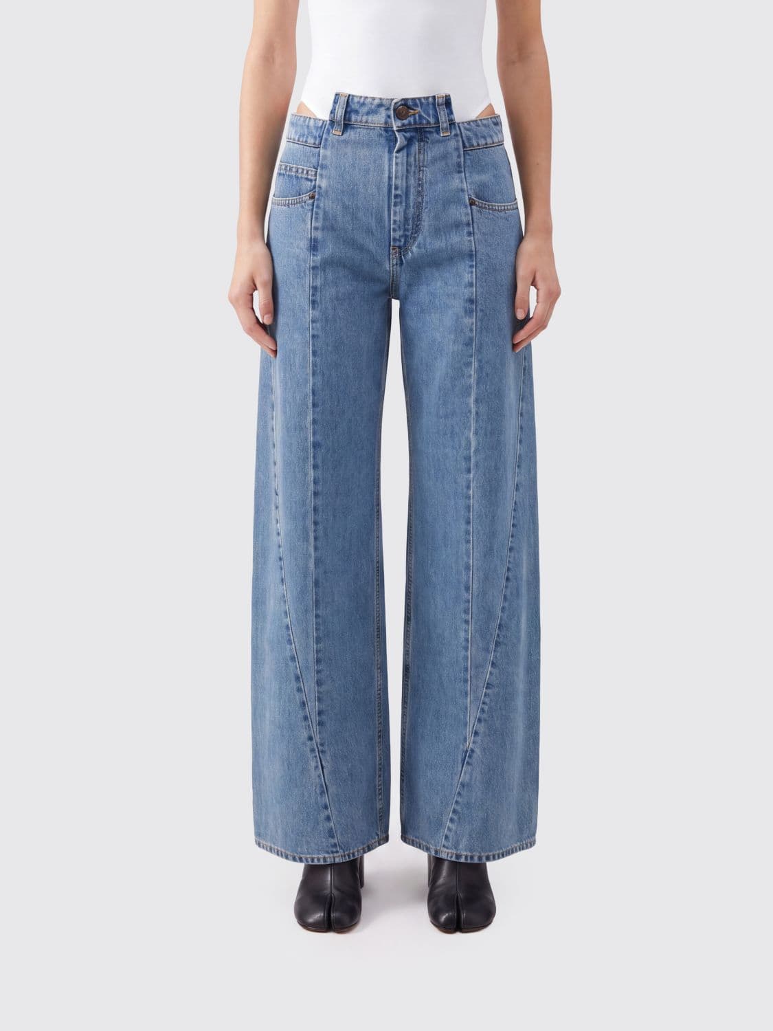 Maison Margiela Mid-Rise Flare Jeans in Blue Cotton Denim
