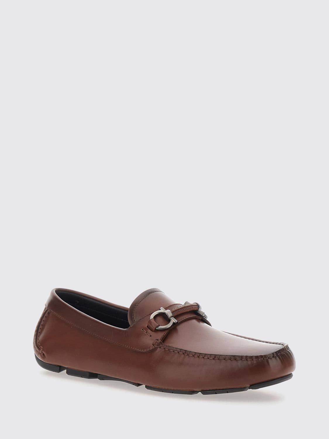 Ferragamo Calfskin Driver Loafers with Metal Gancini Horsebit
