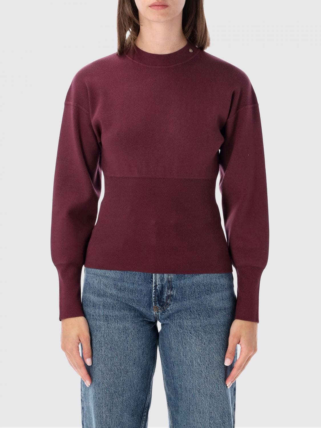 Anine Bing Viscose Blend Crewneck Jumper with Long Sleeves and Ribbed Trims