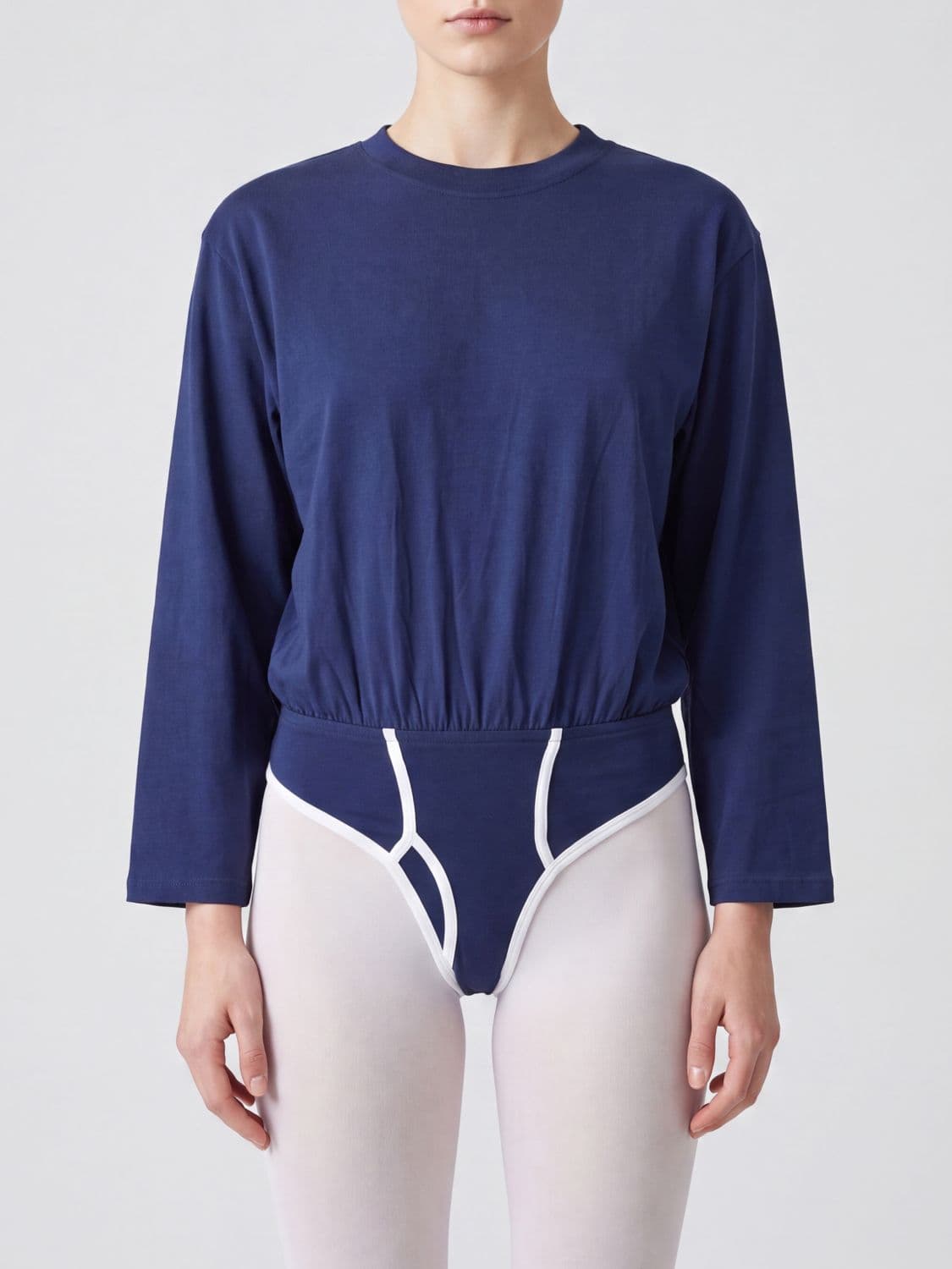 Jean Paul Gaultier Long-Sleeved Cotton Bodysuit with Dropped Shoulders
