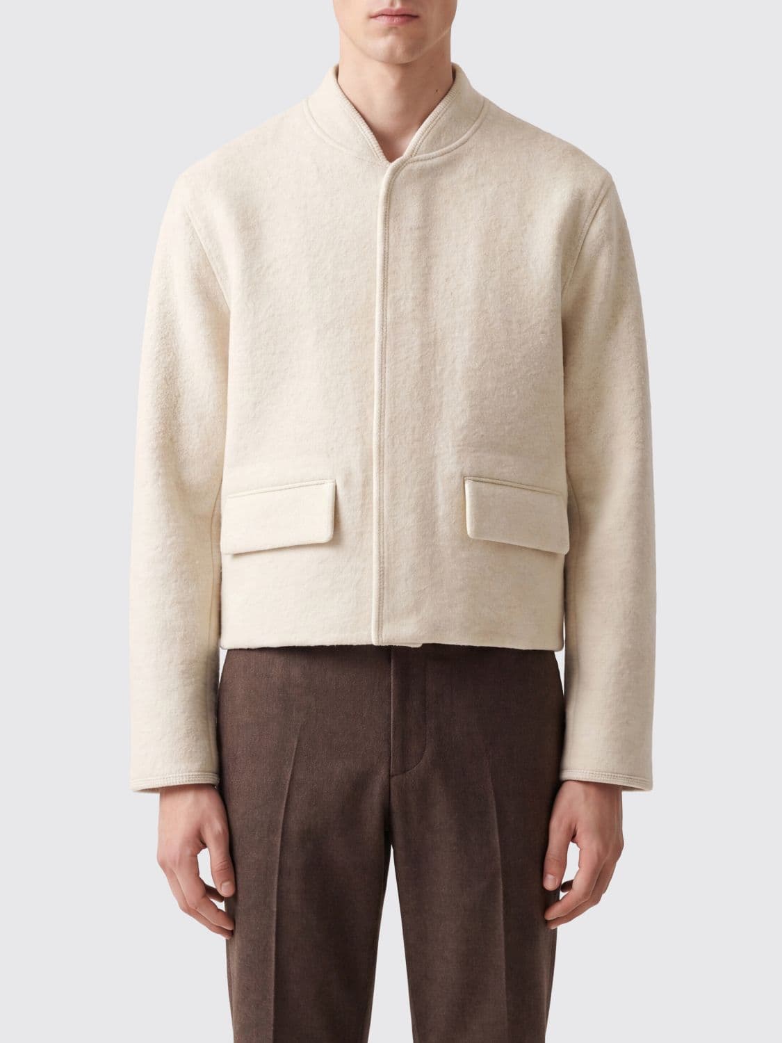 Rier Single-Breasted Wool Bomber Jacket with Concealed Closure