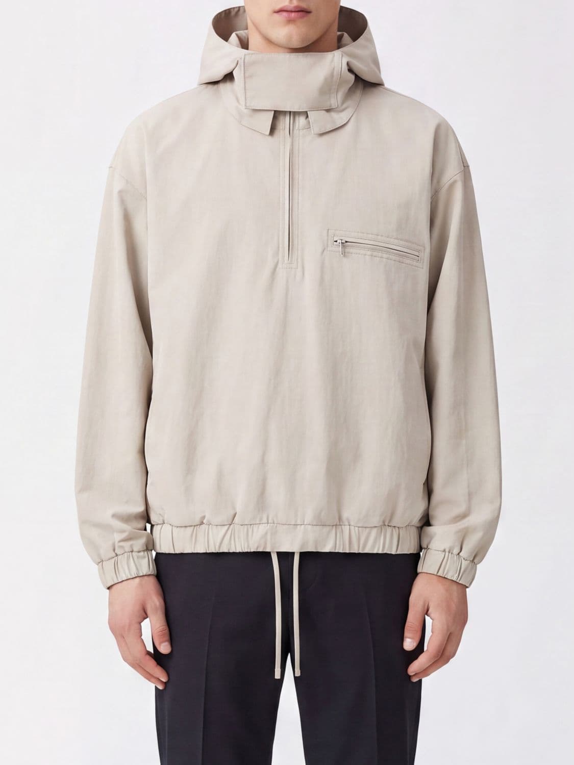 Rier Hooded Cotton Windcheater Jacket with High Neck and Zip Closure