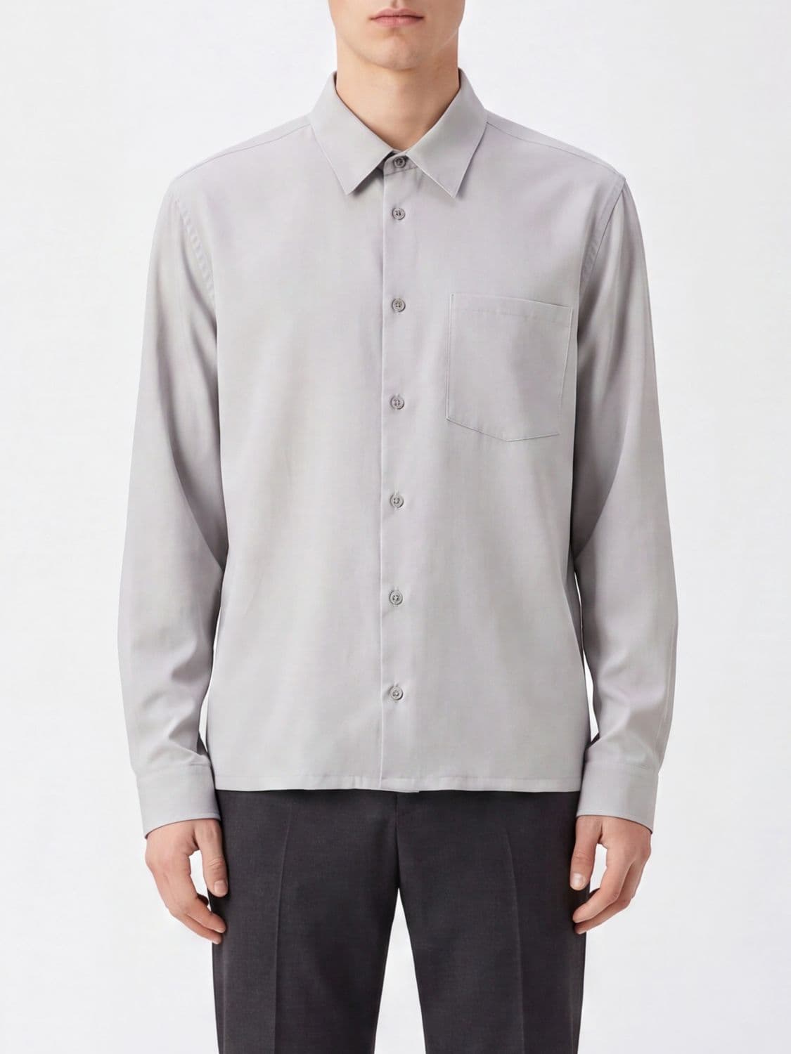 Rier Casual Technical Fabric Shirt with Classic Collar and Patch Pockets