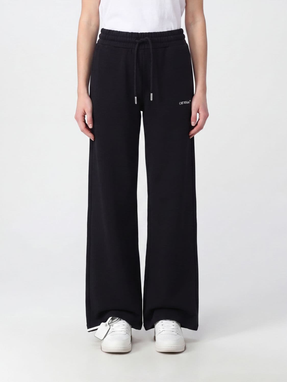 Off-White Wide-Leg Cotton Jogging Trousers with Logo