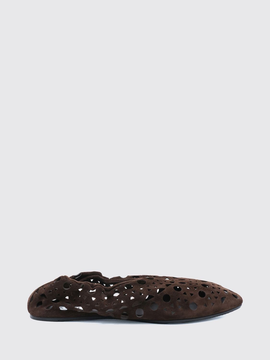 Alaïa Vienne Perforated Suede Ballet Flats with Elasticated Heel