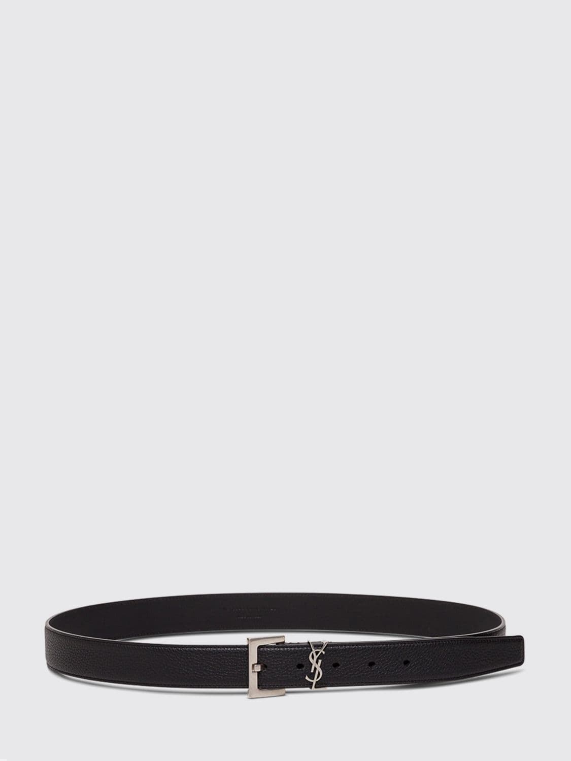 Saint Laurent YSL Monogram Grained Leather Belt