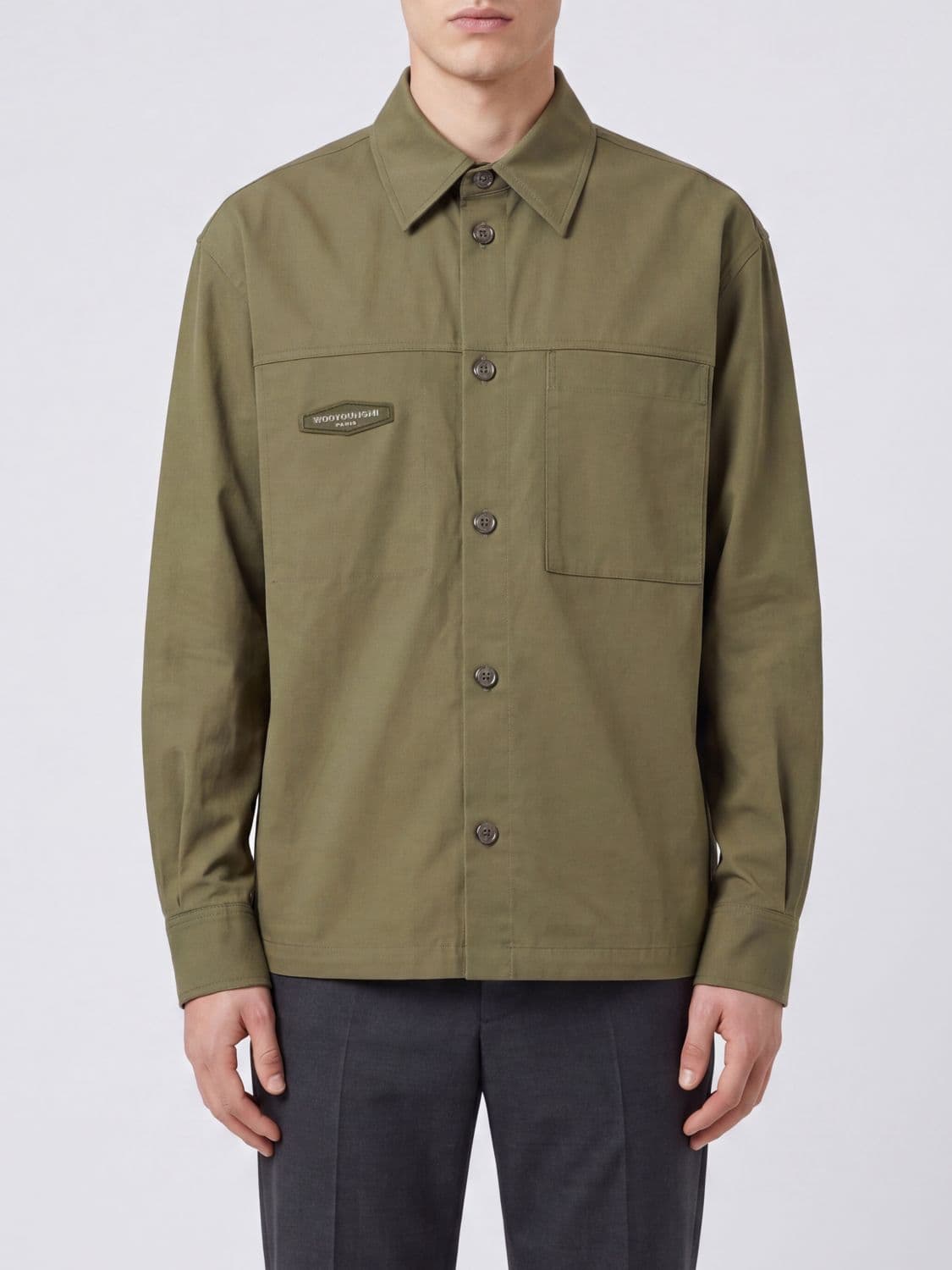 Wooyoungmi Long-Sleeved Casual Cotton Shirt with Applied Pocket