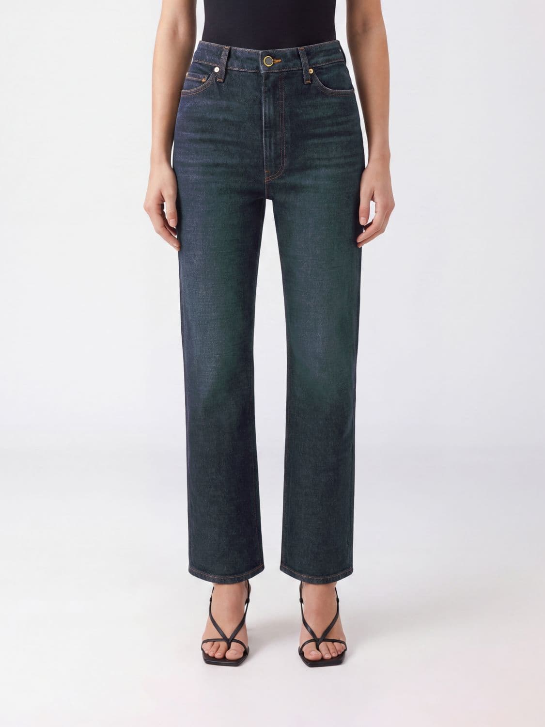 Khaite Abigail High-Waisted Skinny Jeans in Blue Cotton Denim