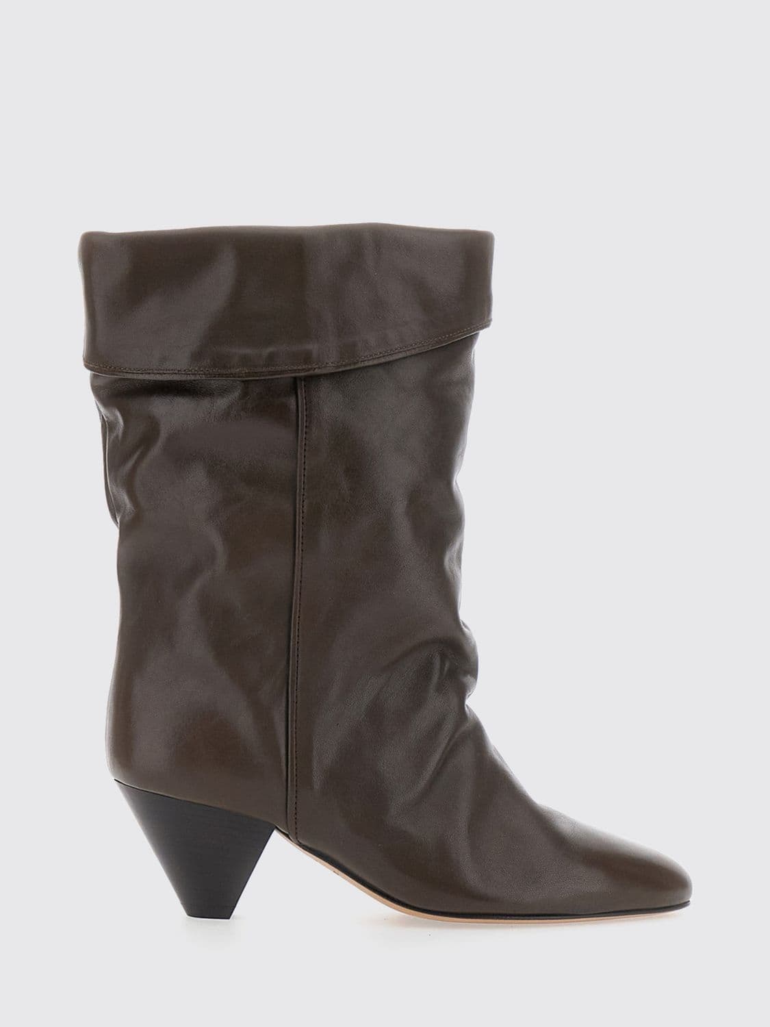 Isabel Marant Dalby Crinkled-Effect Leather Knee-High Boots with Cone Heel