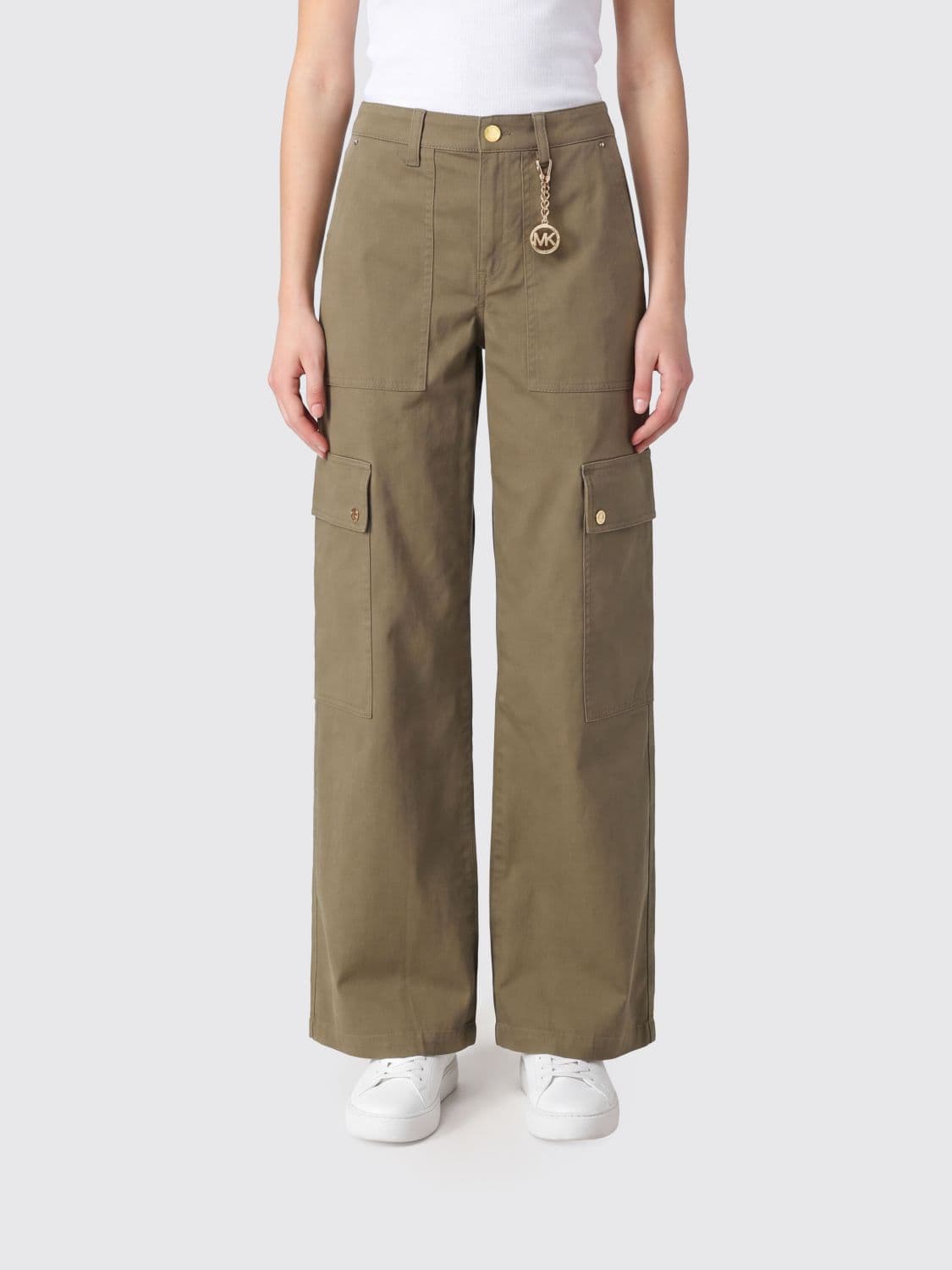 Michael Kors High-Waisted Wide-Leg Cotton Cargo Trousers