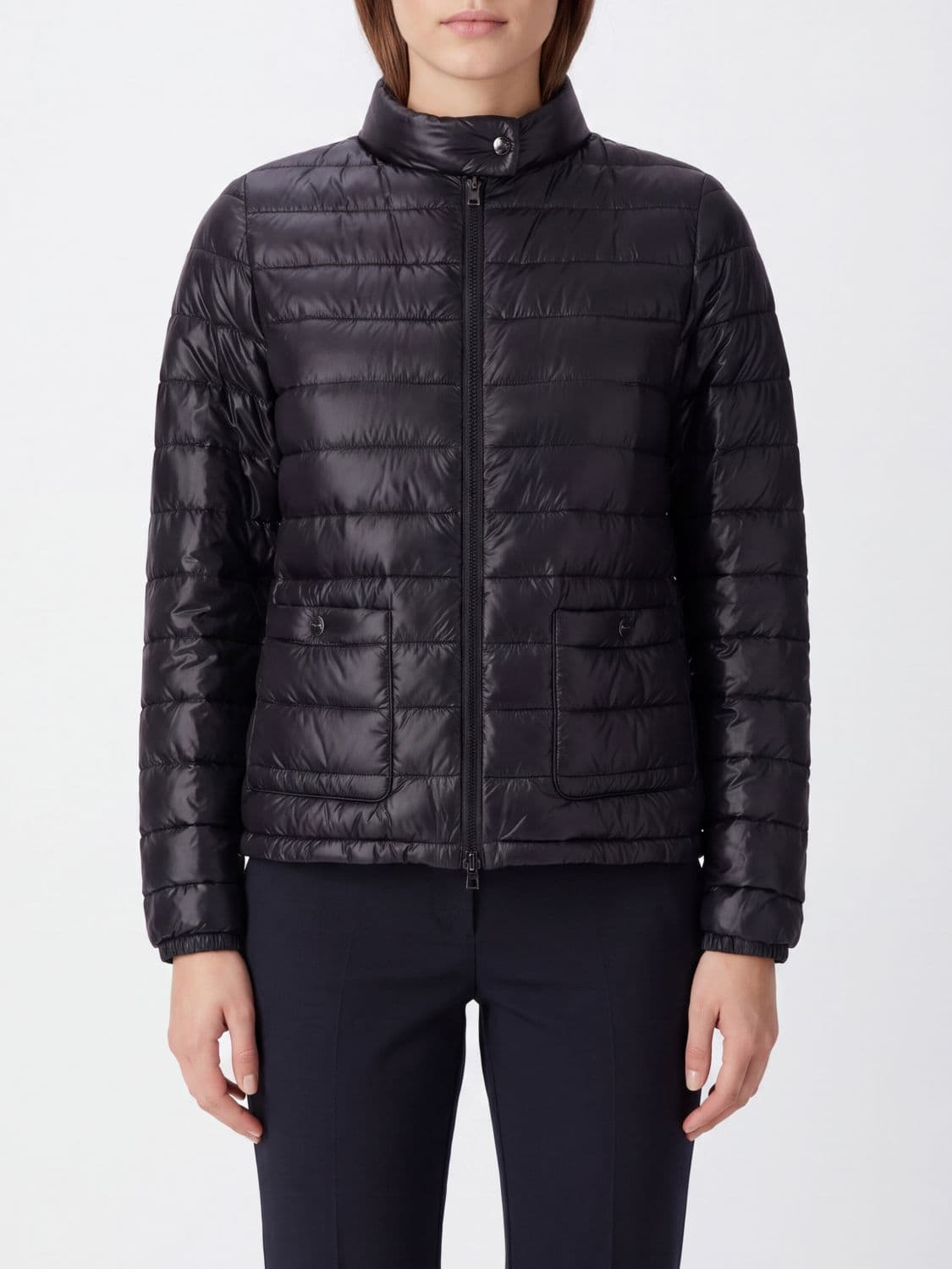 Herno Resort Short Ultra-Light Nylon Down Jacket with Biker Collar and Zip