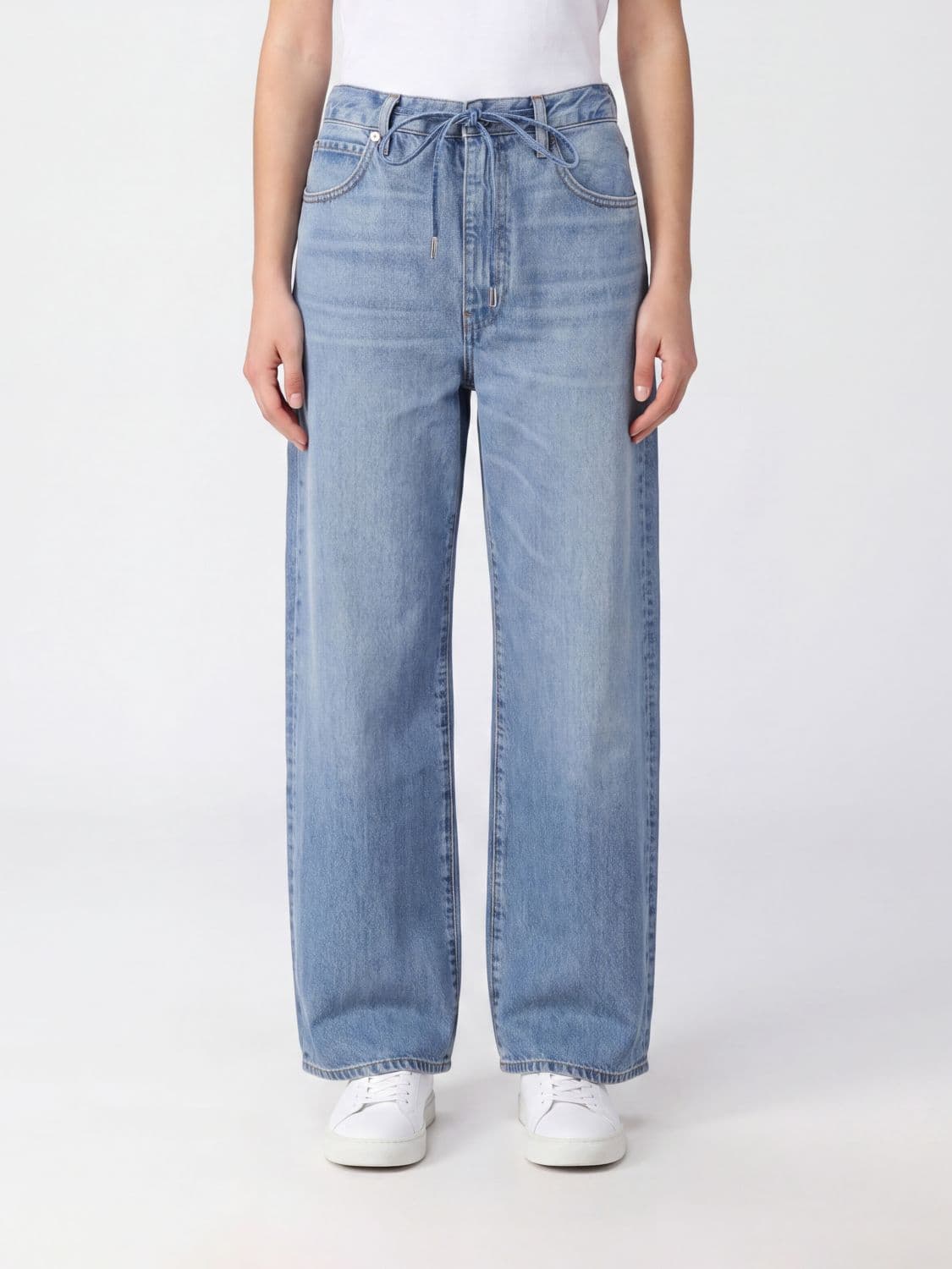 Frame The Off Duty Baggy Cotton Denim Jeans with Drawstring Waist