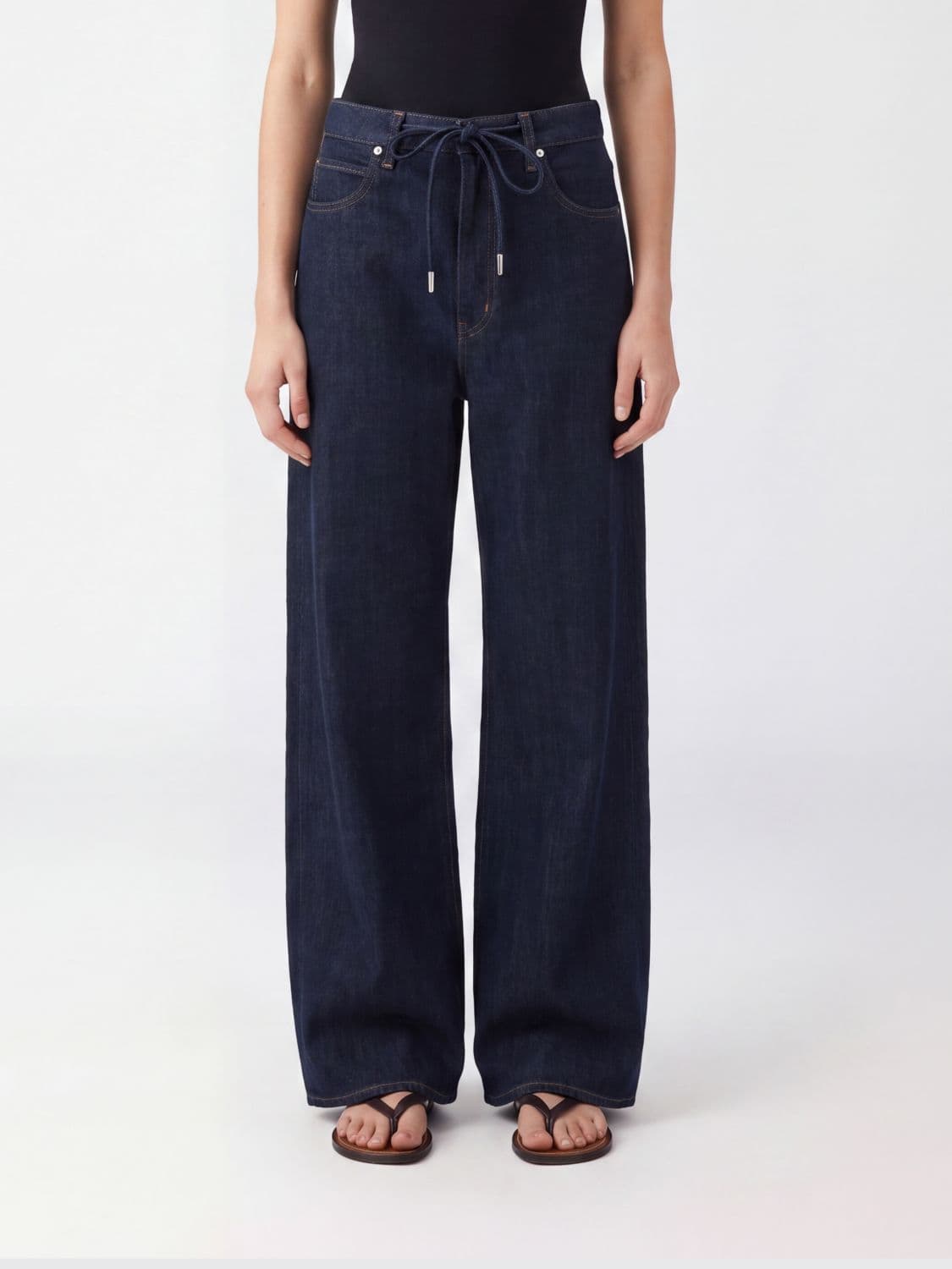 Frame The Off Duty Baggy Cotton Denim Jeans with Drawstring Waist
