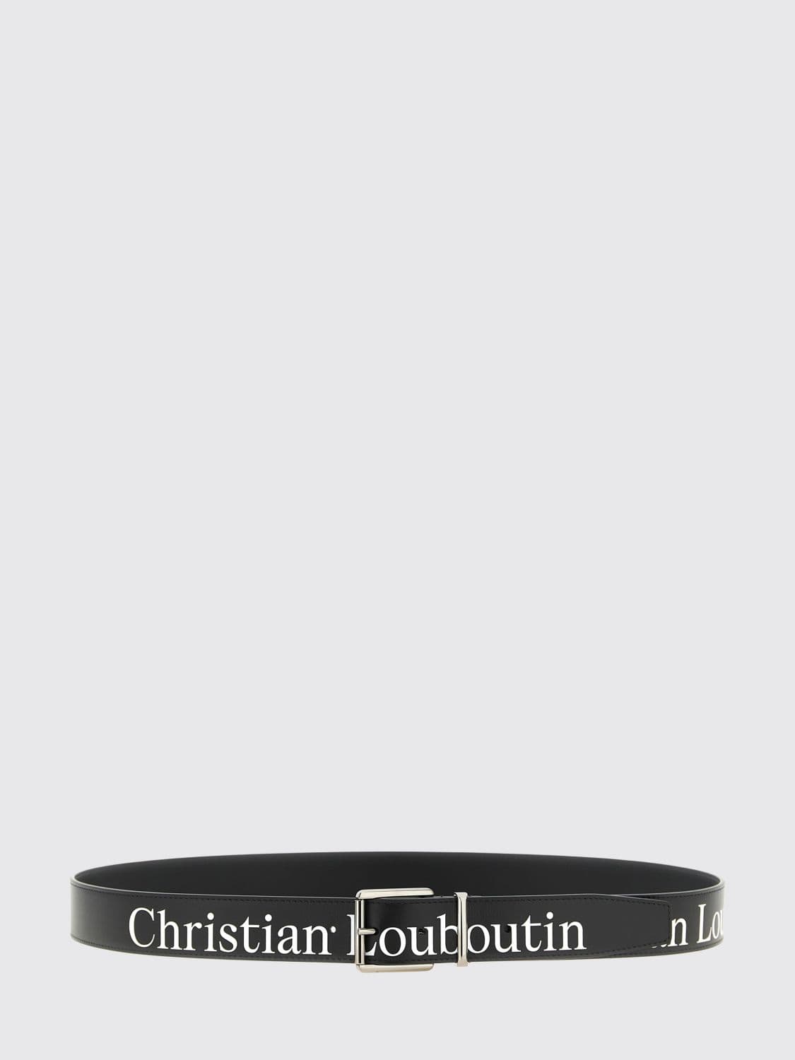 Christian Louboutin Adjustable Smooth Calfskin Leather Belt with Lettering Logo