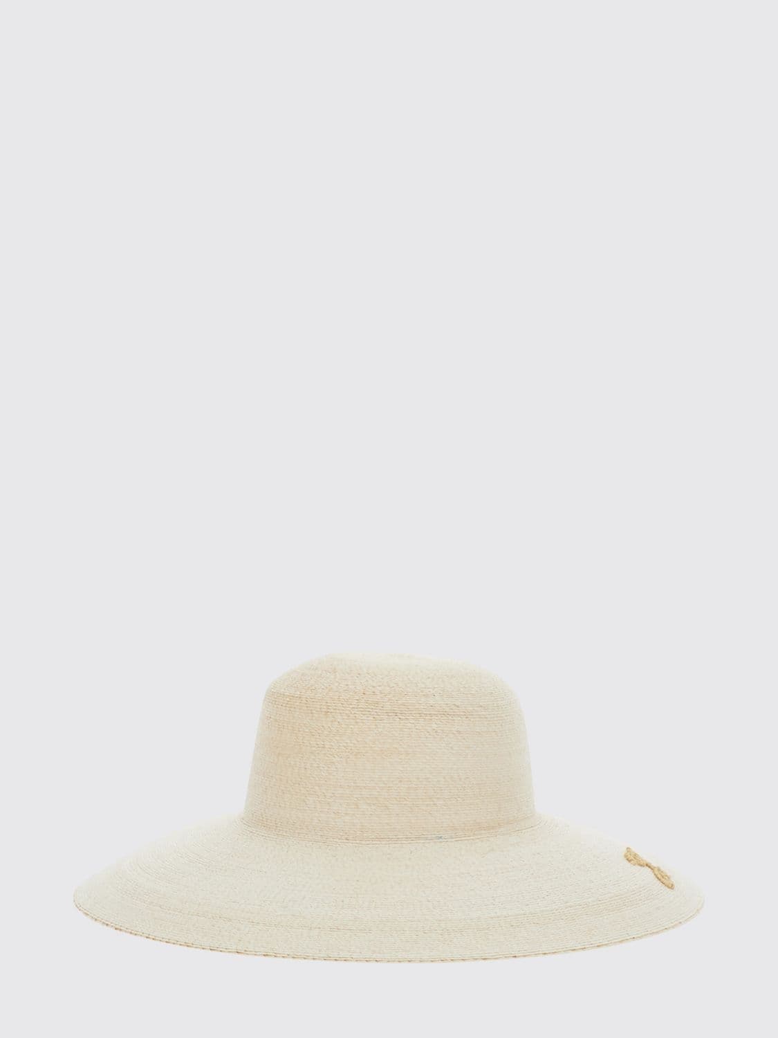 Jacquemus Sole Wide-Brim Raffia Hat with Embroidered Logo