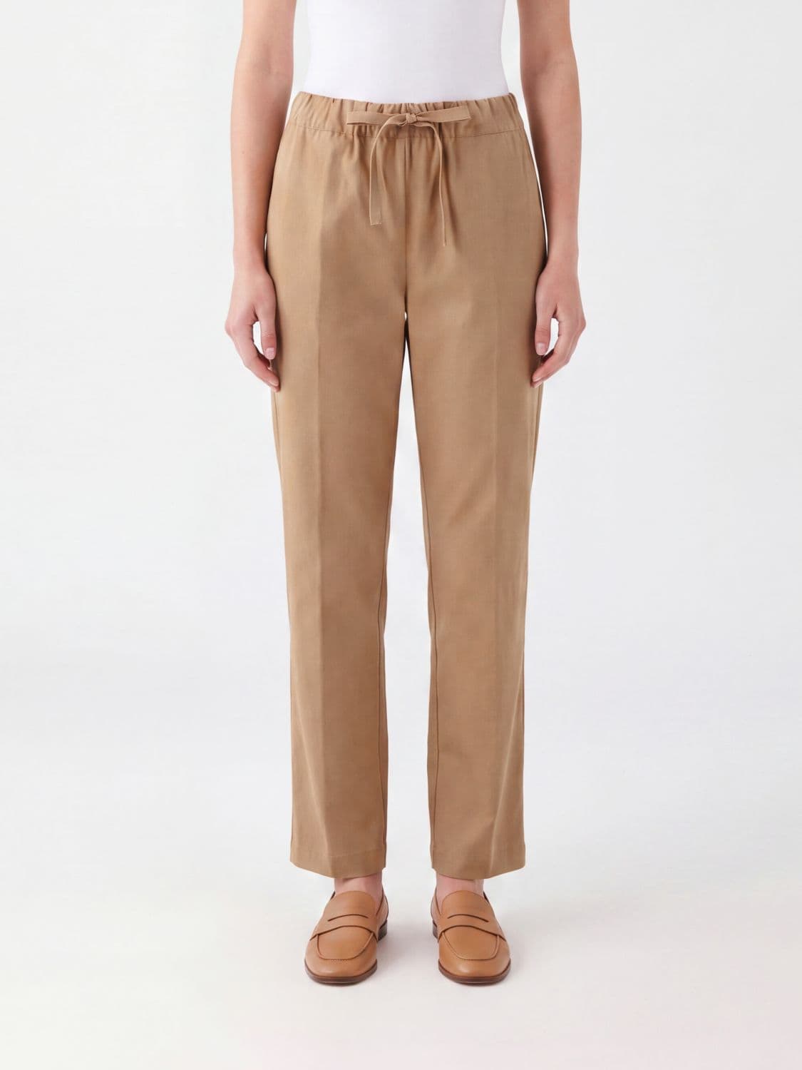 Semicouture Mid-Rise Slim Fit Cotton Trousers with Drawstring