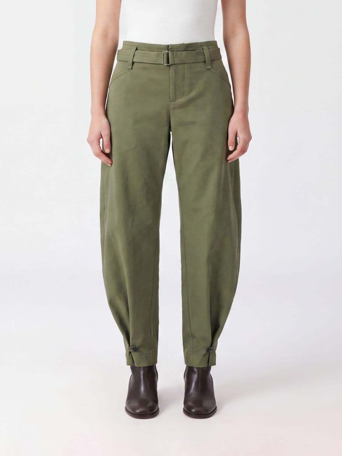 Semicouture High-Waisted Wide-Leg Stretch-Cotton Trousers