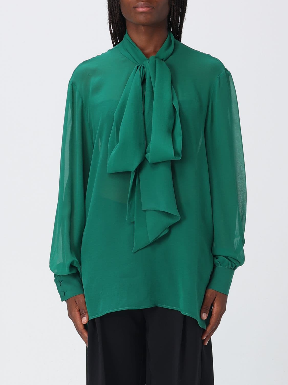 Collini Milano 1937 Chiffon Blouse with Scarf Collar and Balloon Sleeves · 40