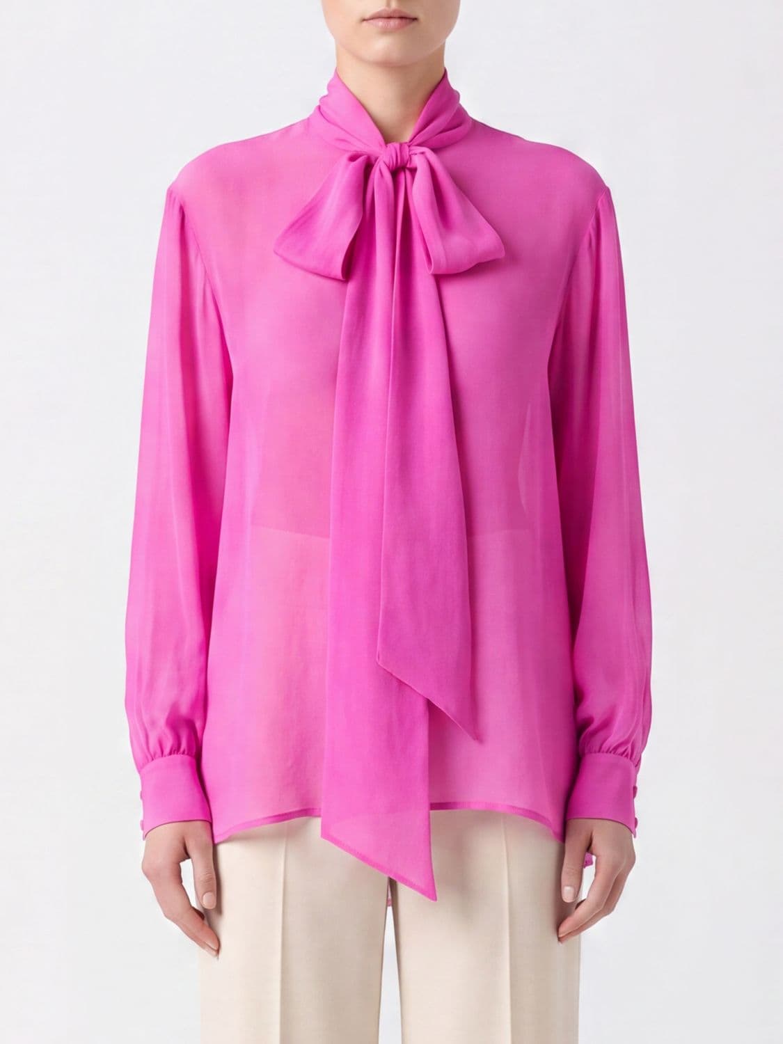 Collini Milano 1937 Meg Silk Shirt with Scarf Collar