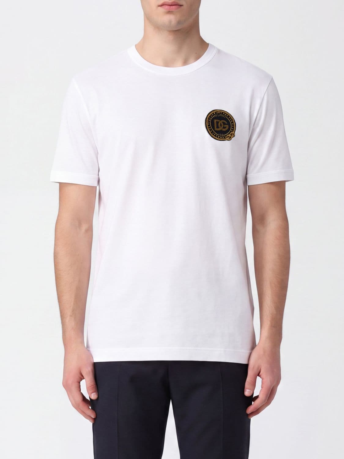 Dolce & Gabbana Slim Fit Cotton T-shirt with Contrasting DG Monogram