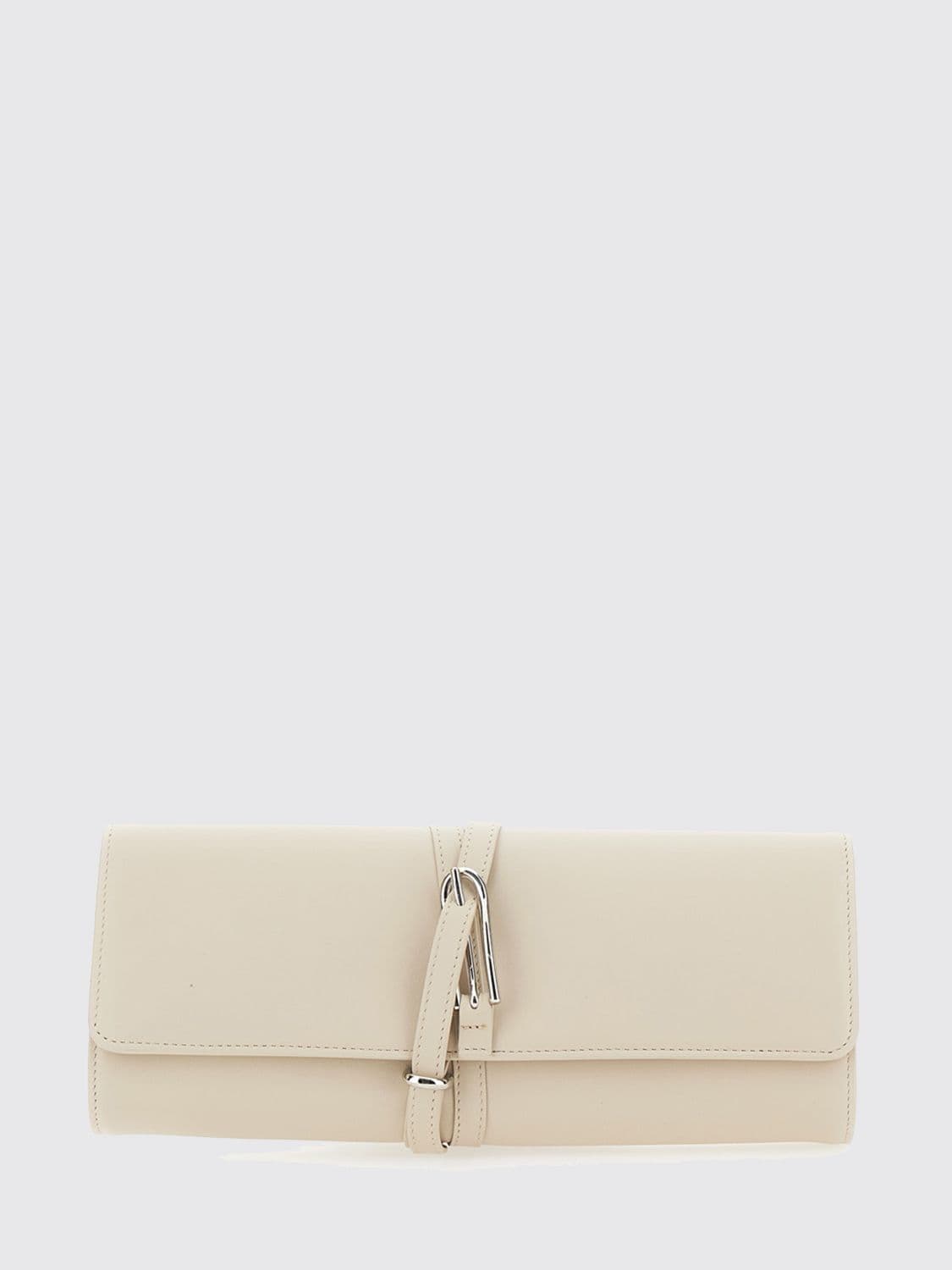 Liffner Smooth Calfskin Clutch Bag with Flap and Buckle Closure