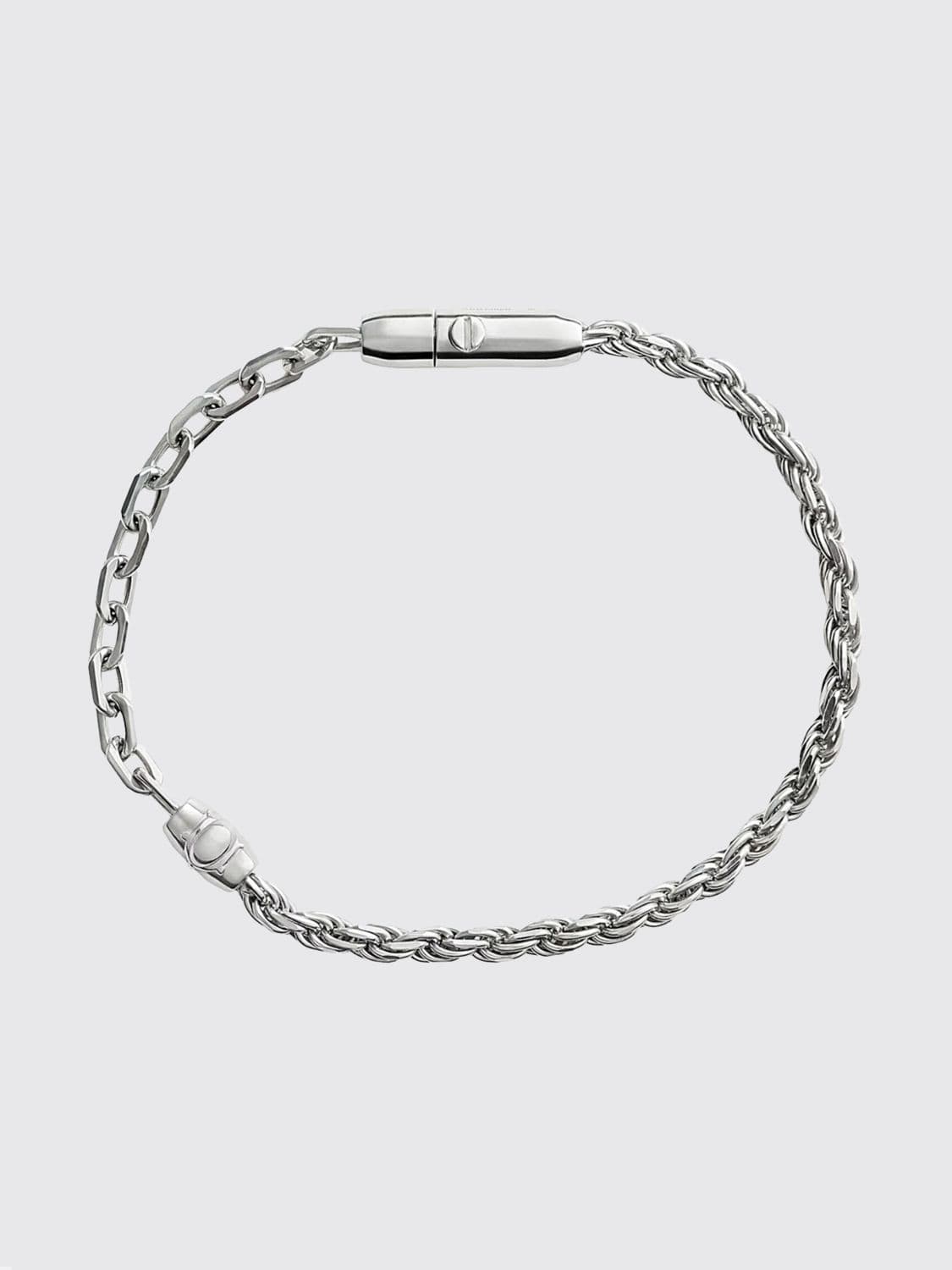 Bottega Veneta Sterling Silver Bracelet with Hook Closure