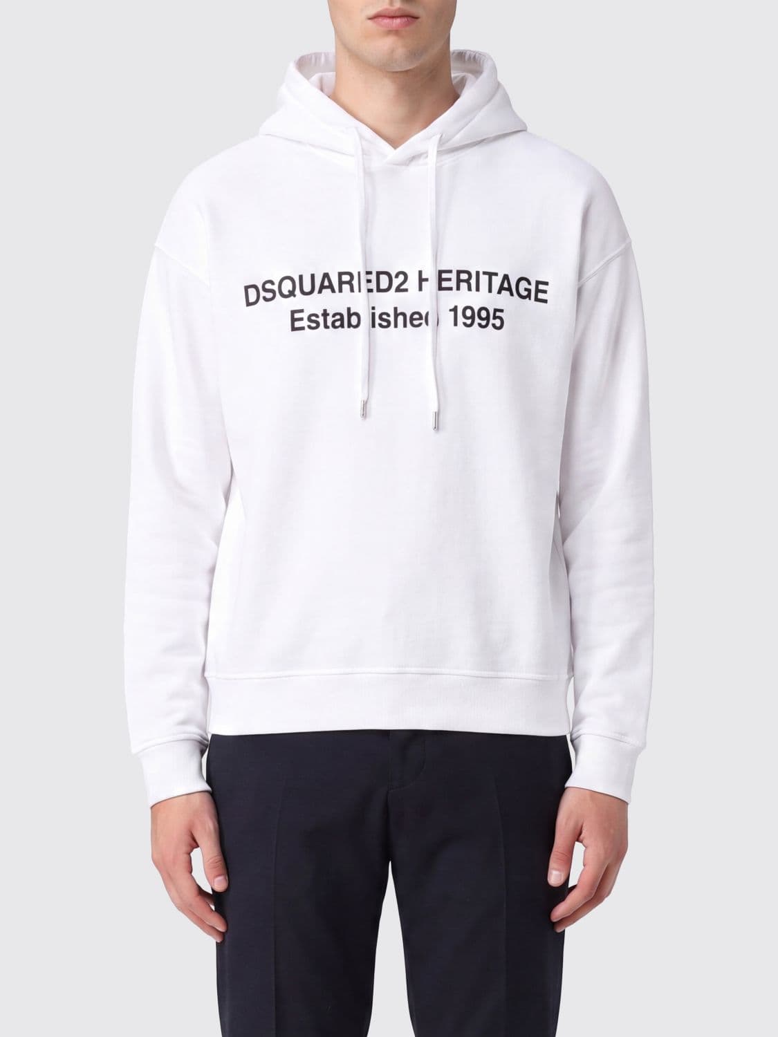 Dsquared2 Cotton Hoodie with Contrast Logo and Dropped Shoulders