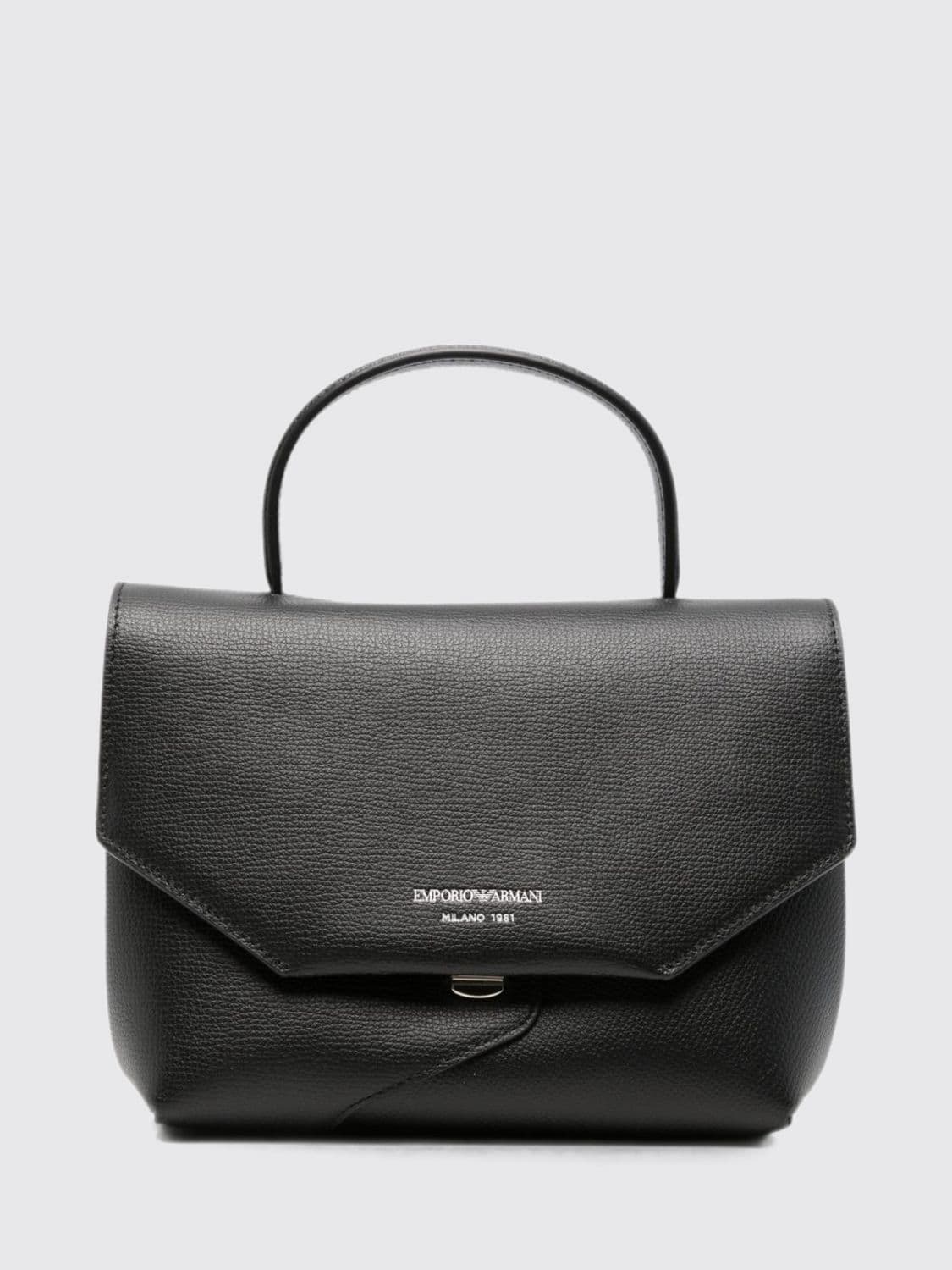 Emporio Armani 1981 Mini Handbag in Grained Leather with Laminated Logo