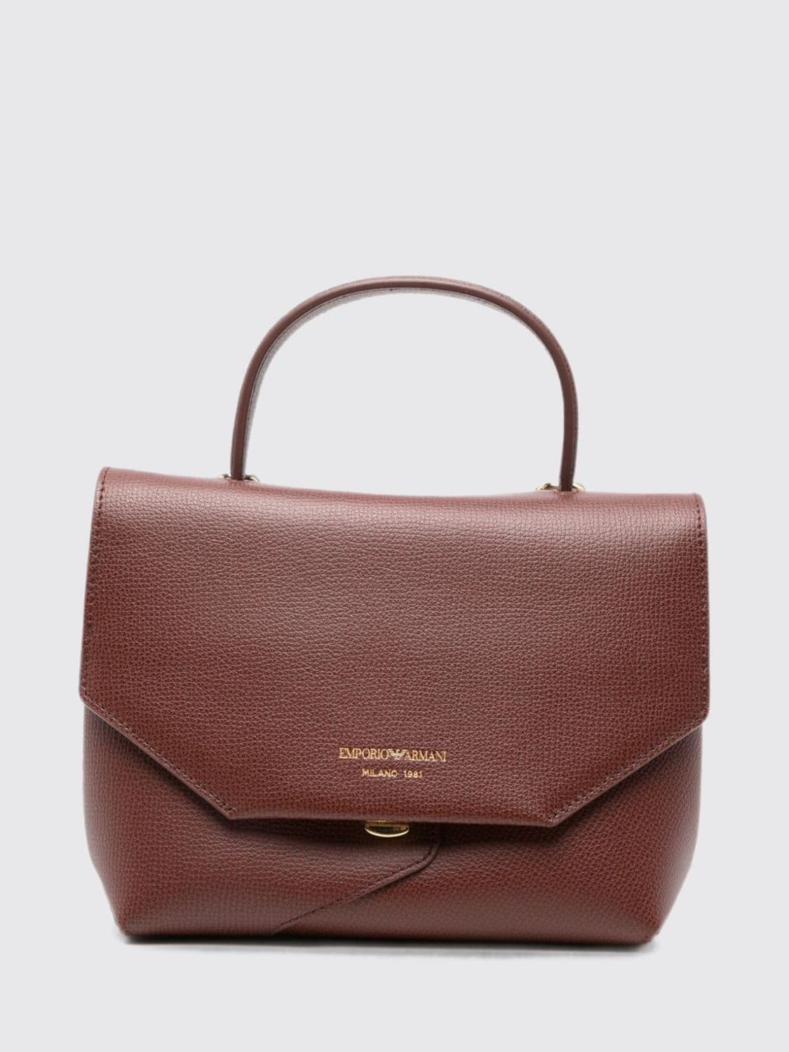 Emporio Armani 1981 Mini Handbag in Grained Leather with Laminated Logo