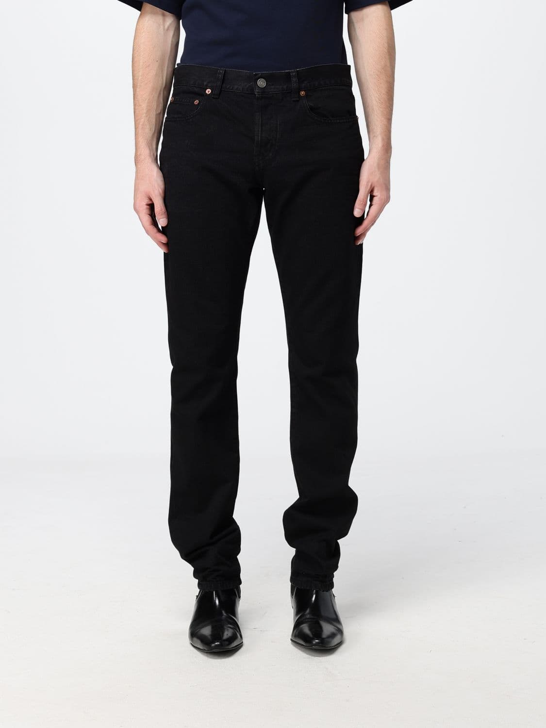 Saint Laurent Slim Fit Mid-Rise Skinny Jeans in Cotton Denim