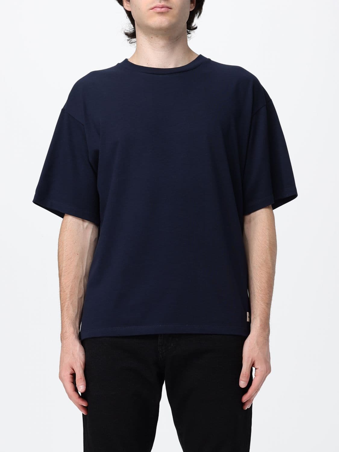 Saint Laurent Crewneck T-shirt in Cotton and Modal Jersey with Dropped Shoulders