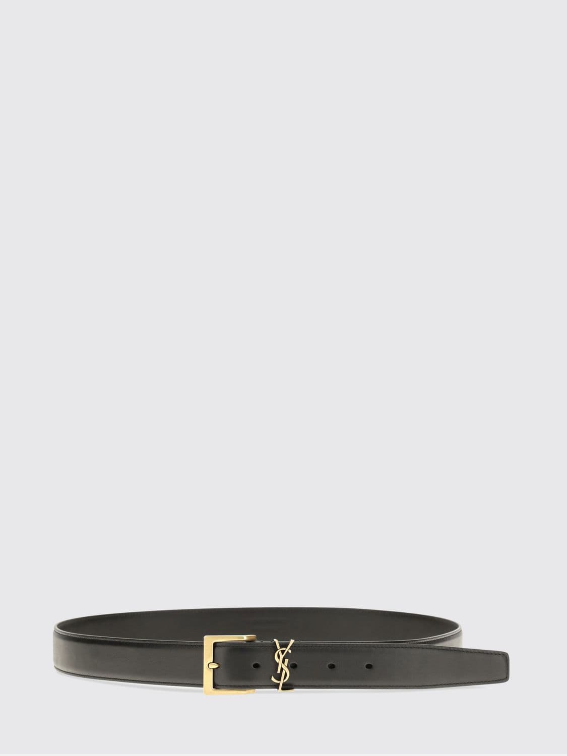 Saint Laurent Monogram Buckle Belt in Smooth Calf Leather