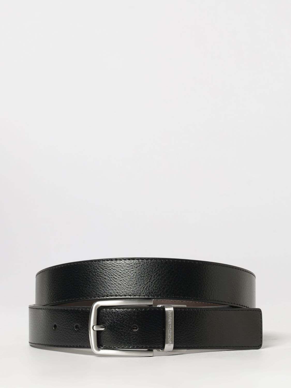 Emporio Armani Reversible and Adjustable Belt in Bovine Leather with Buckle