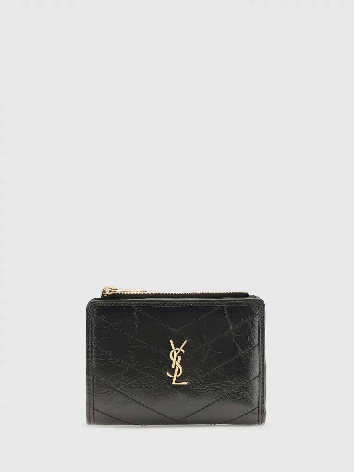 Saint Laurent Niki Chevron Leather Bifold Wallet with YSL Monogram · OS