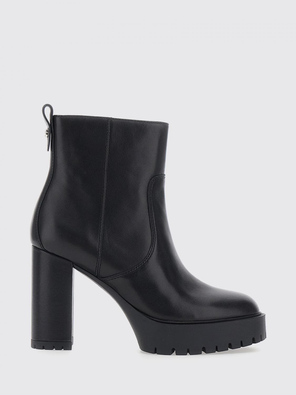 Pinko Clara Leather Platform Ankle Boots with Lug Sole