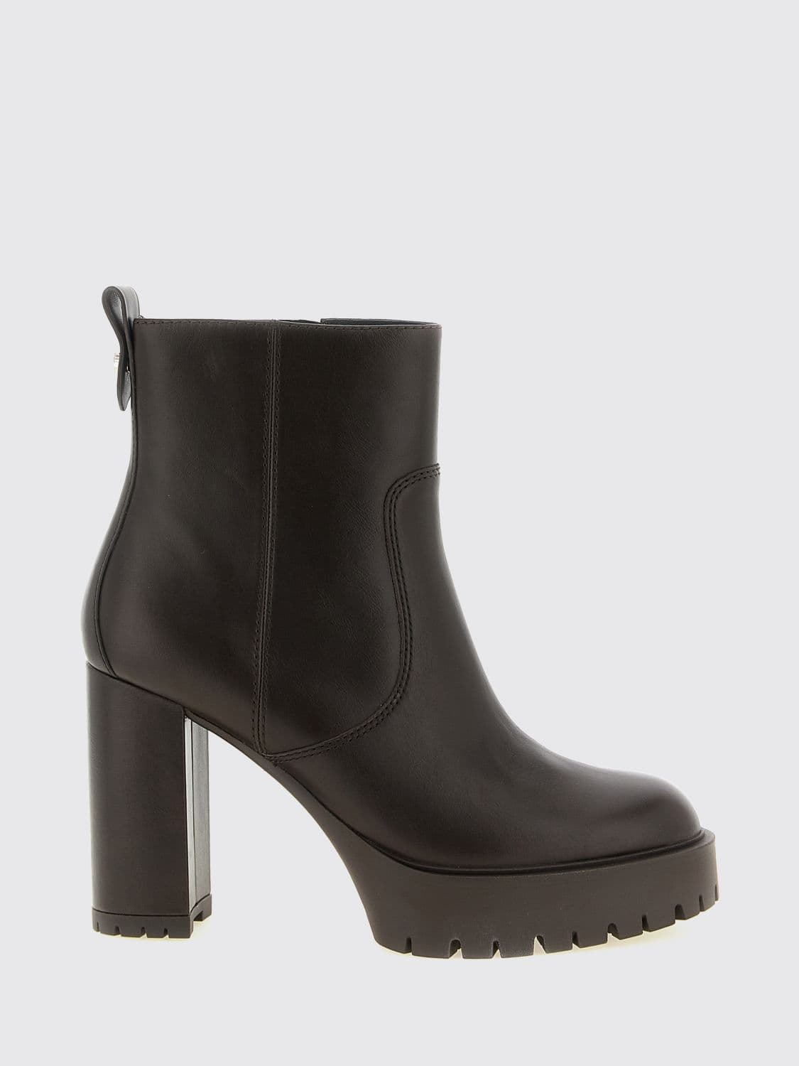 Pinko Clara Leather Platform Ankle Boots with Lug Sole