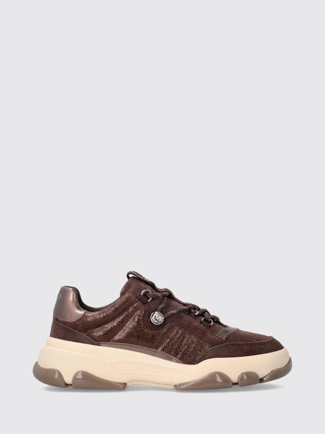 Pinko Athena Crackled Leather and Suede Sneakers with Love Birds Logo