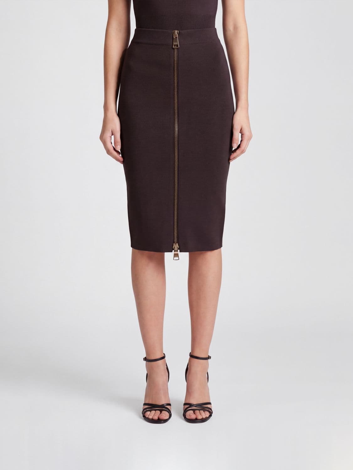 Elisabetta Franchi High-Waisted Midi Pencil Skirt in Jersey