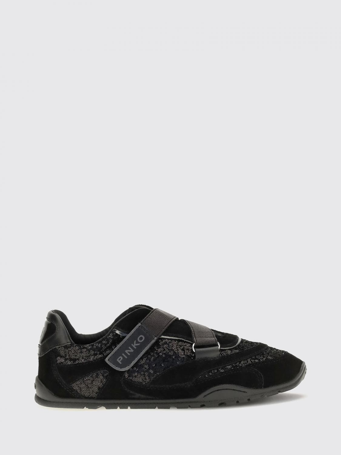 Pinko Suede Mary Jane Sneakers with Sequins and Velcro Strap