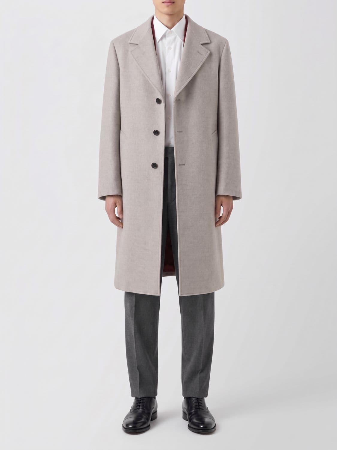 Brunello Cucinelli Single-Breasted Knee-Length Coat in Pure Wool · 48